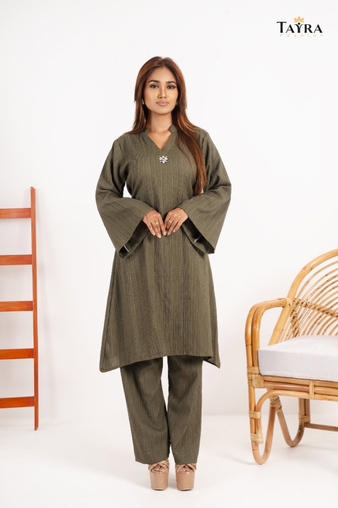 Tayra Olive Crepe Two-Piece
